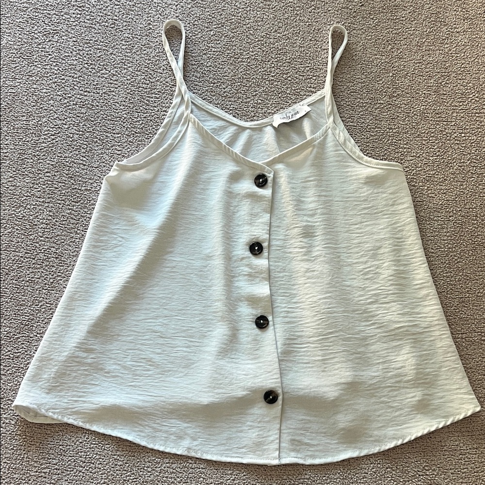 Carly Jean Los Angeles - Women's Creamy White Button-Down Tank Top - Size Small